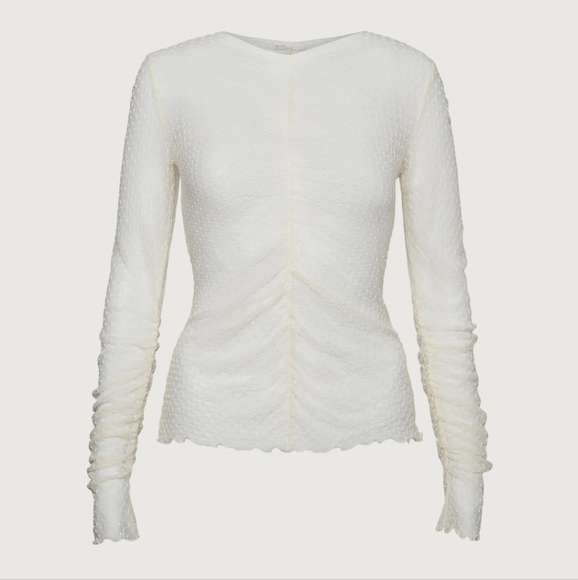 OAK + FORT Tops - A5 Oak + Fort cream mesh Long Sleeve Top size large